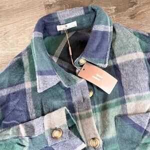 Hot Touch Shacket Flannel Plaid Knee Length Women's Size Medium‎